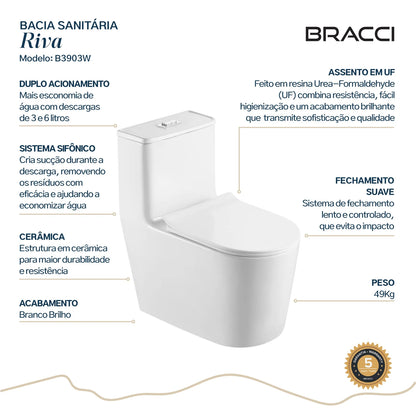 BACIA SANITÁRIA MONOBLOCO RIVA BRANCA