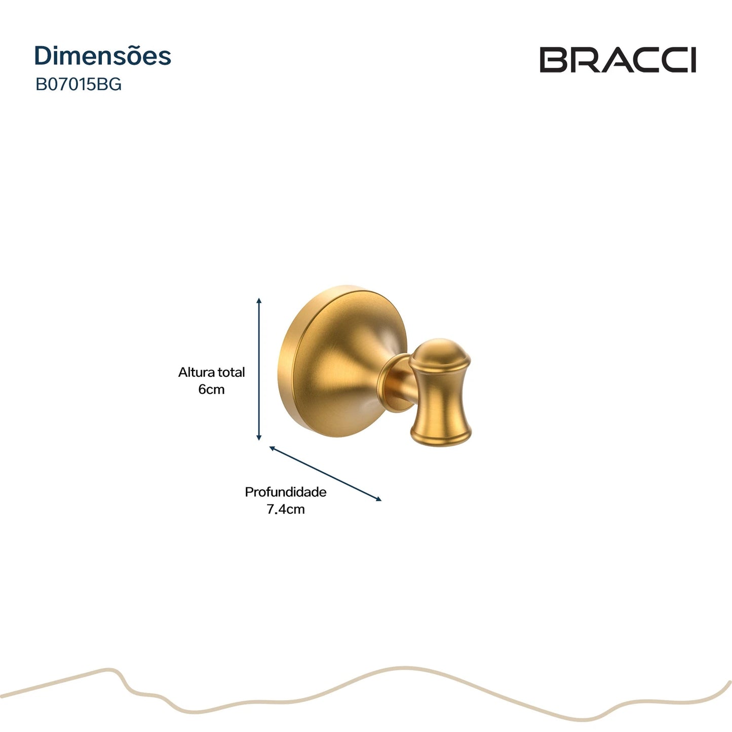 GANCHO SIMPLES ST CLAIRE DOURADO ESCOVADO