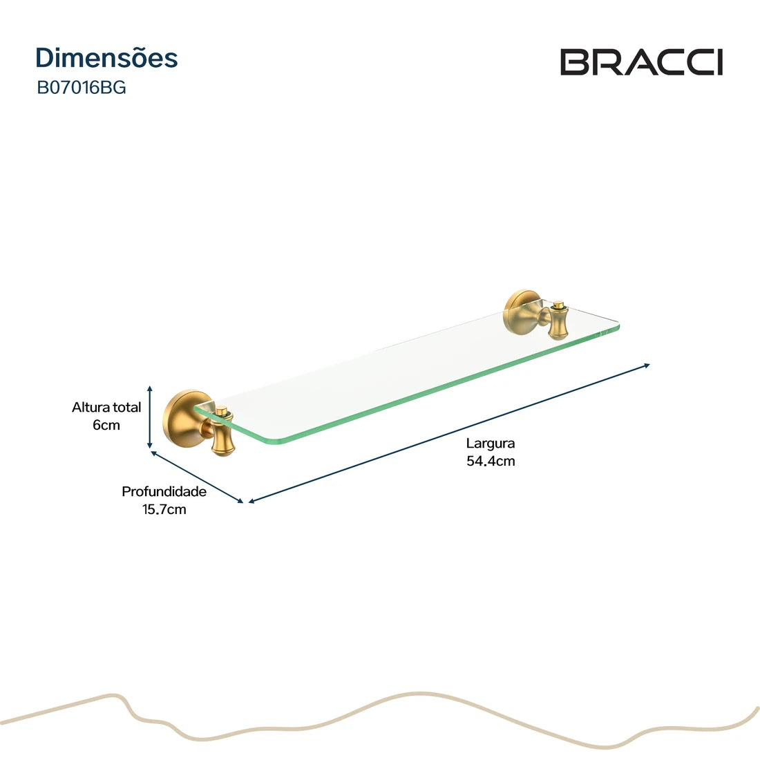 PRATELEIRA VIDRO DOURADO ESCOVADO