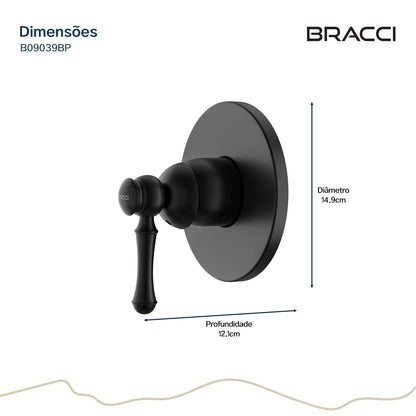 ACABAMENTO MONOCOMANDO CHUVEIRO CLÁSSICO PRETO