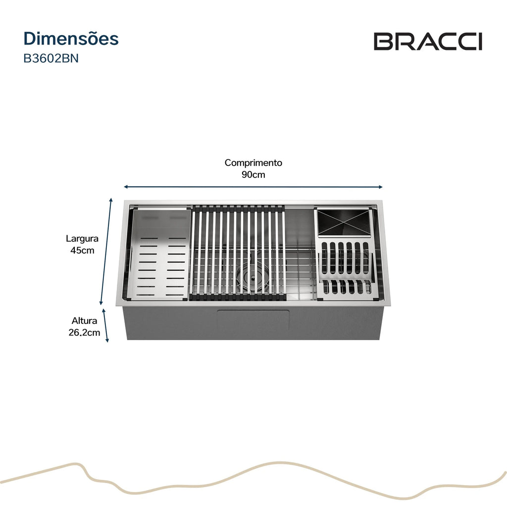CUBA DE COZINHA WORKSTATION 90CM AÇO INOX