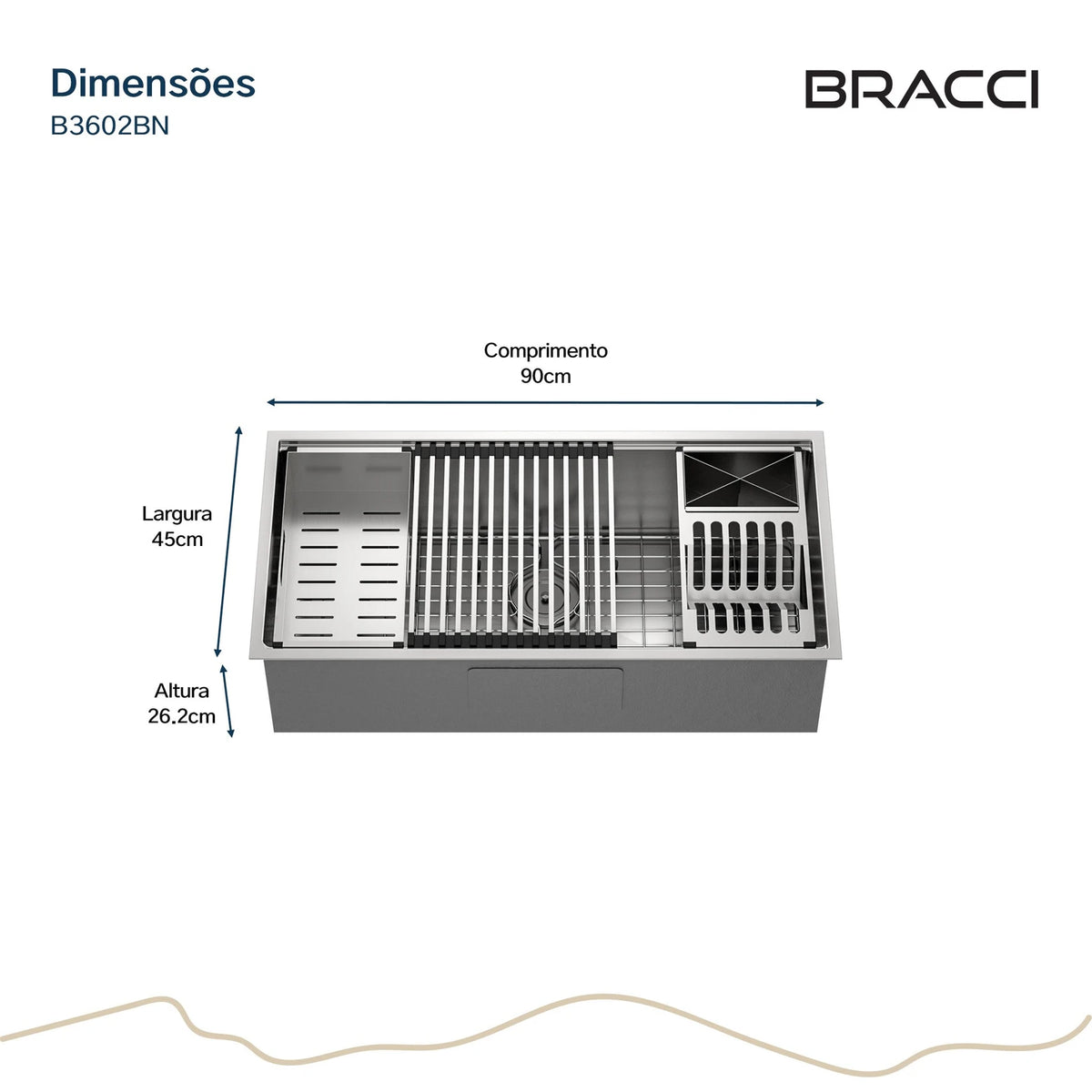 CUBA DE COZINHA WORKSTATION 90CM AÇO INOX