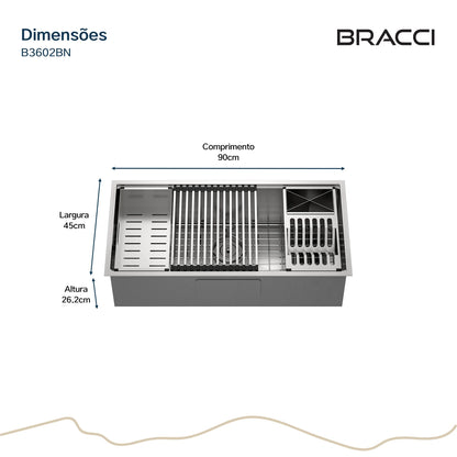 CUBA DE COZINHA WORKSTATION 90CM AÇO INOX