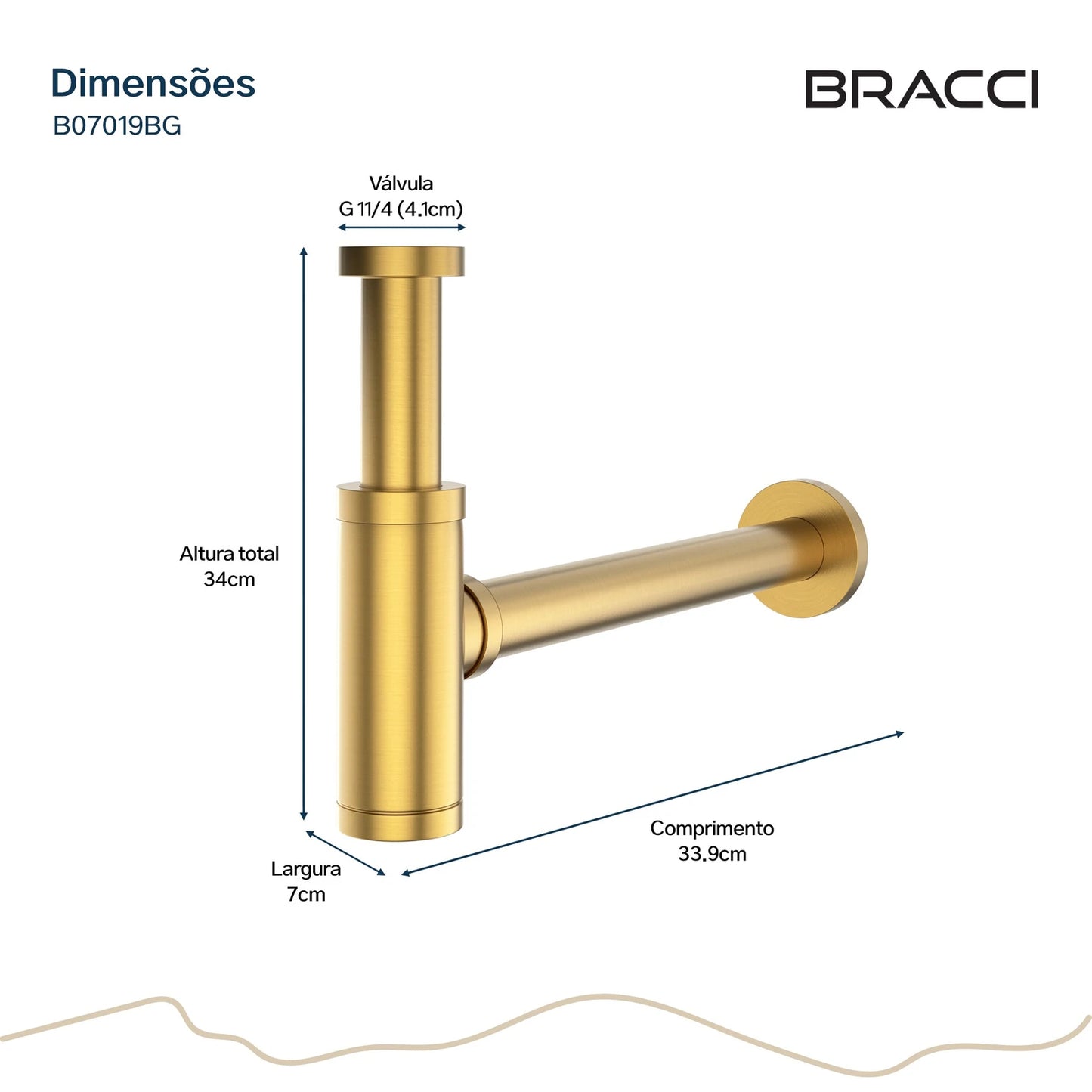 SIFÃO DOURADO ESCOVADO
