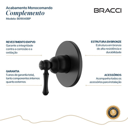 ACABAMENTO MONOCOMANDO DUCHA HIGIÊNICA CLÁSSICO PRETO