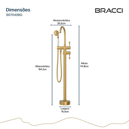 TORNEIRA MONOCOMANDO Q/F PARA BANHEIRAS DOURADO ESCOVADO