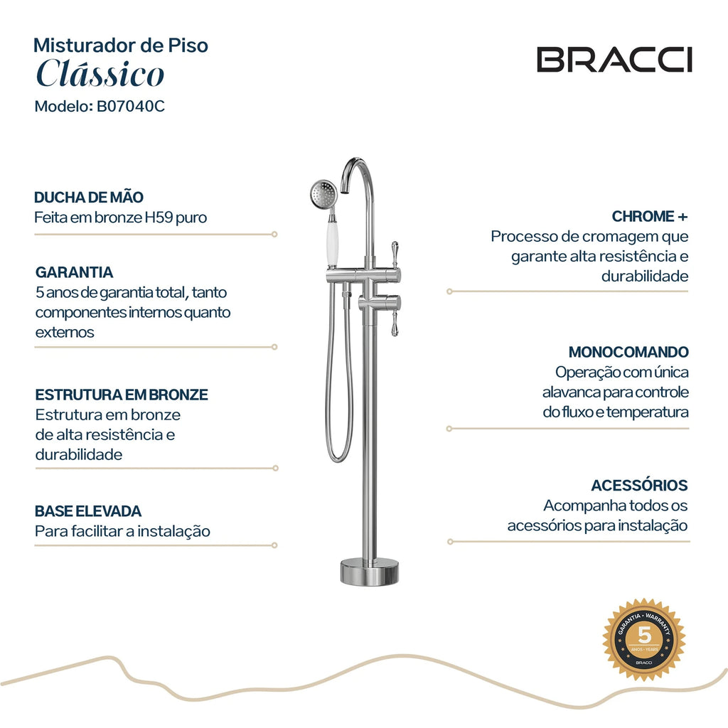 TORNEIRA MONOCOMANDO Q/F PARA BANHEIRAS CROMADO