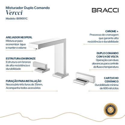 TORNEIRA DUPLO COMANDO Q/F VERCCI CROMADO