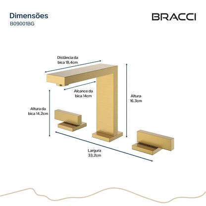 TORNEIRA DUPLO COMANDO Q/F VERCCI DOURADO ESCOVADO