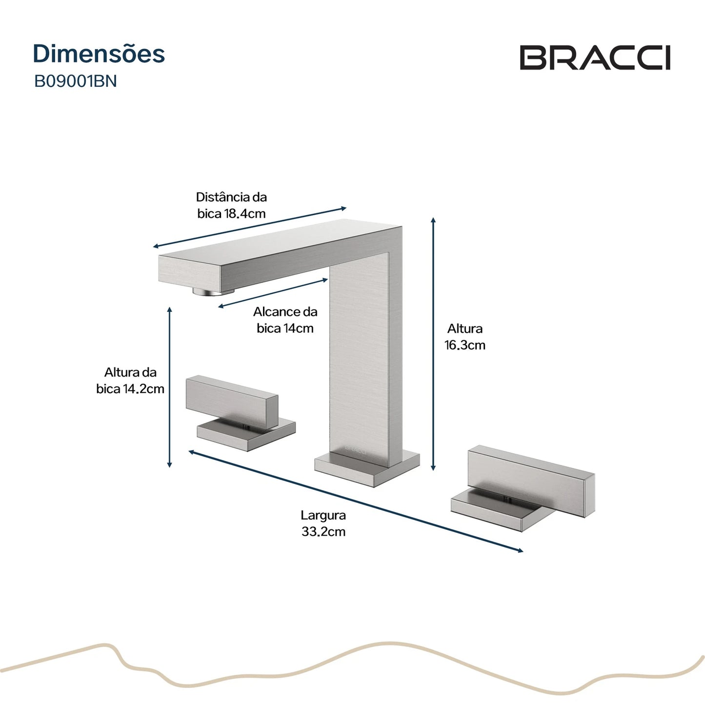 TORNEIRA DUPLO COMANDO Q/F VERCCI AÇO ESCOVADO
