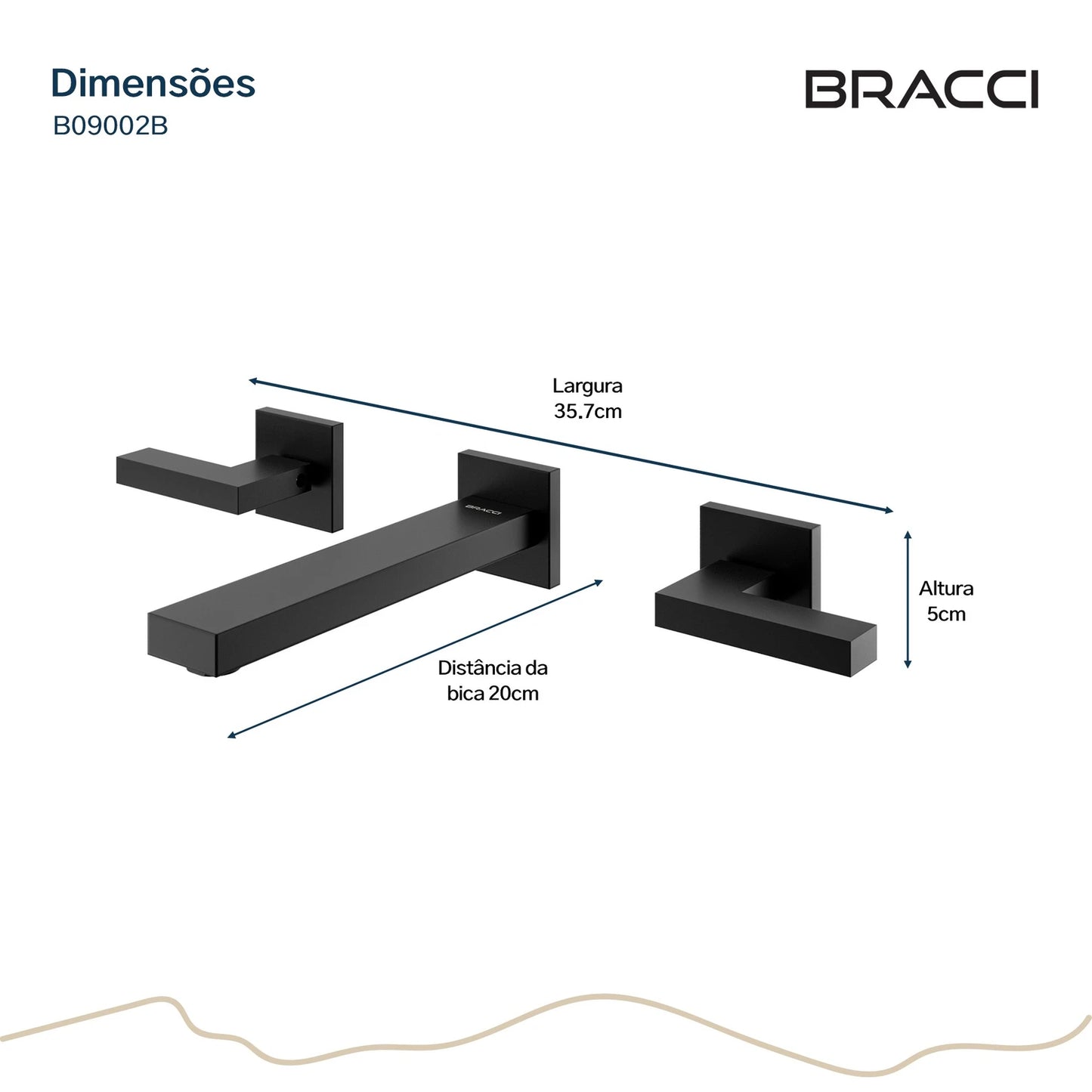 TORNEIRA DUPLO COMANDO DE PAREDE Q/F VERCCI PRETO