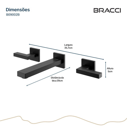 TORNEIRA DUPLO COMANDO DE PAREDE Q/F VERCCI PRETO