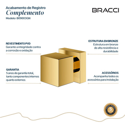 ACABAMENTO DE REGISTRO QUADRADO DOURADO NANOTECNOLOGIA