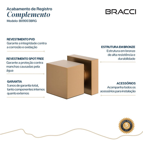 ACABAMENTO DE REGISTRO QUADRADO ROSE ESCOVADO