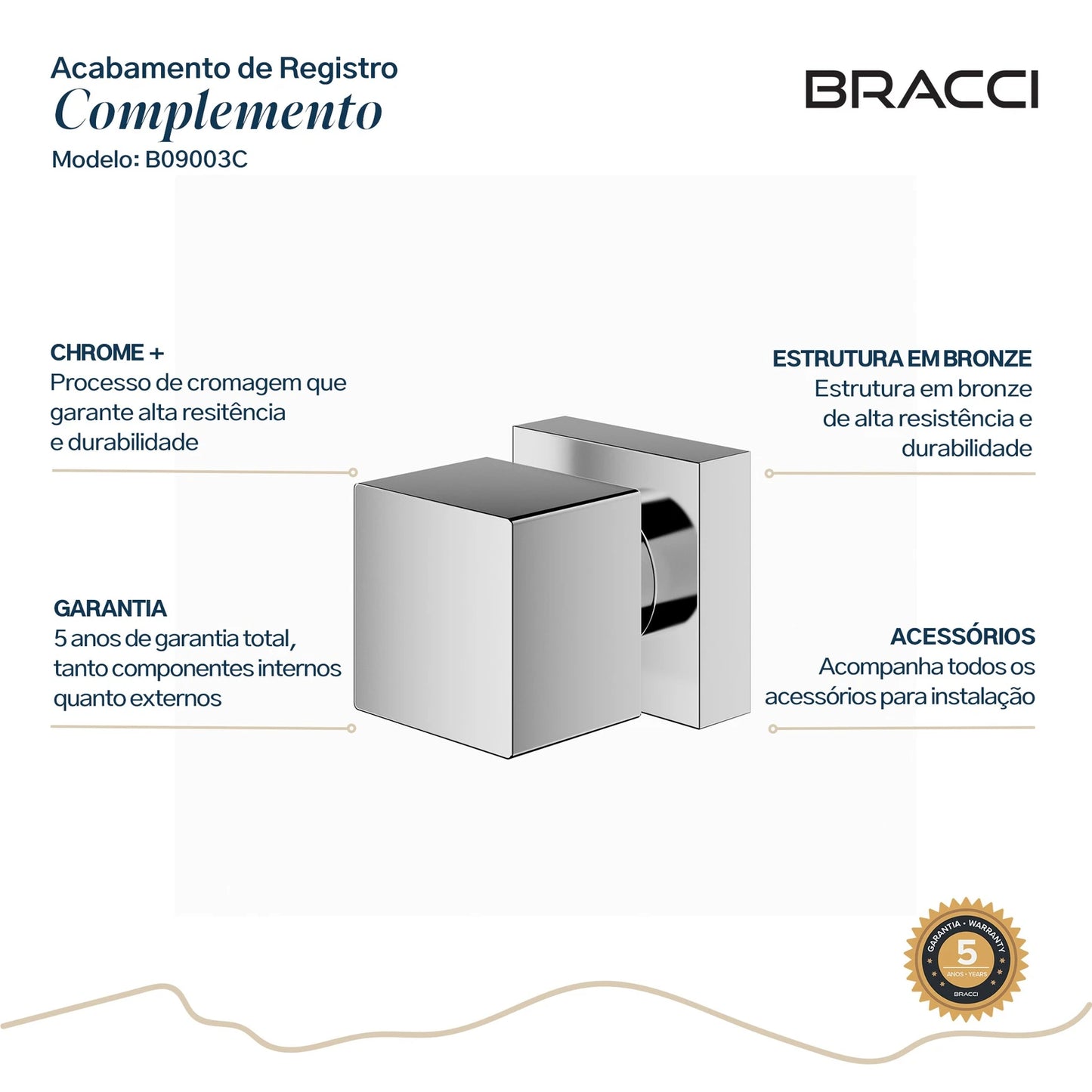 ACABAMENTO DE REGISTRO QUADRADO CROMADO