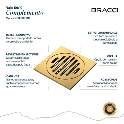 RALO 10X10 DOURADO ESCOVADO