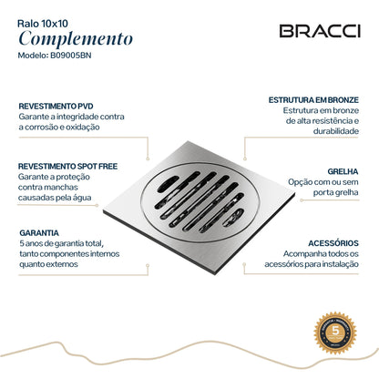RALO 10X10 AÇO ESCOVADO