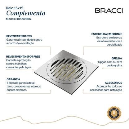 RALO 15X15 AÇO ESCOVADO