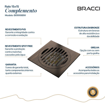 RALO 15X15 BRONZE ESCOVADO