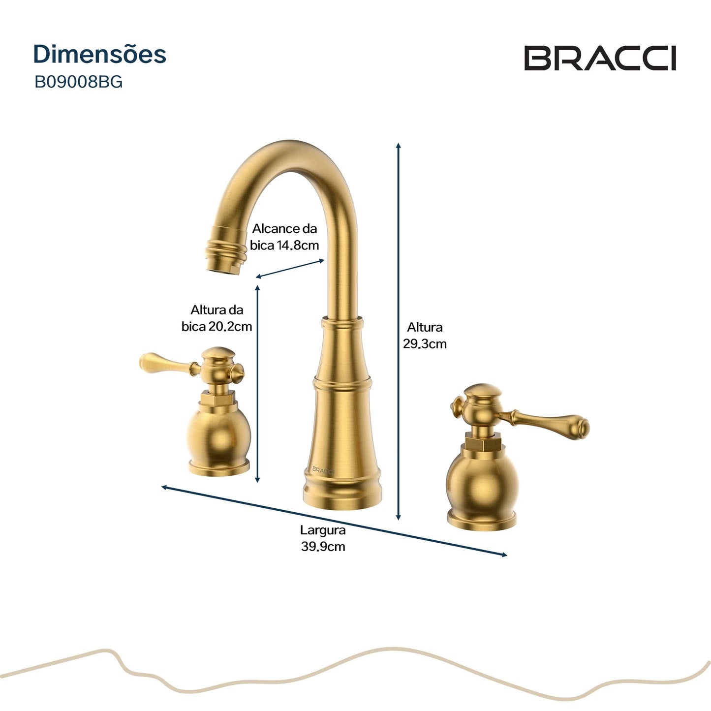 TORNEIRA DUPLO COMANDO Q/F ST CLAIRE DOURADO ESCOVADO