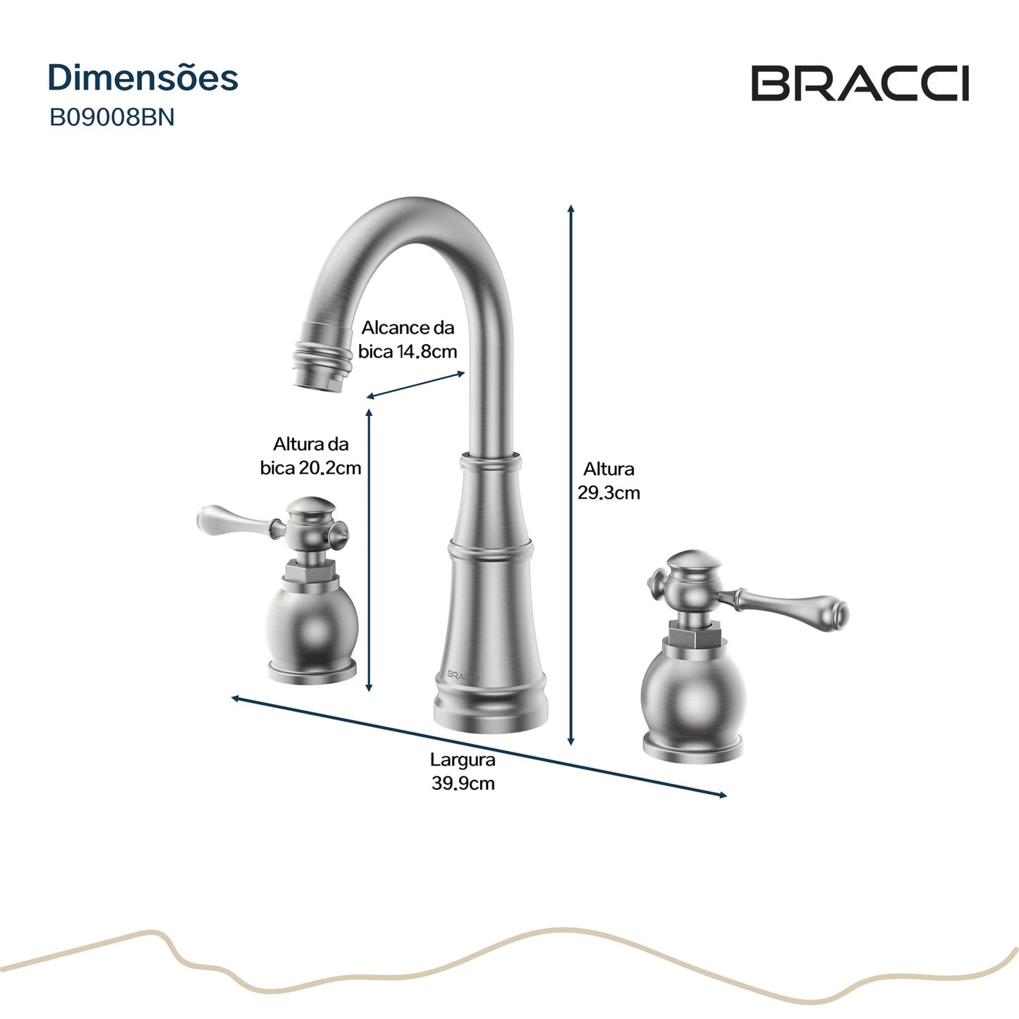 TORNEIRA DUPLO COMANDO Q/F ST CLAIRE AÇO ESCOVADO