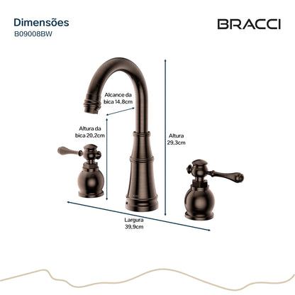 TORNEIRA DUPLO COMANDO Q/F ST CLAIRE BRONZE ESCOVADO