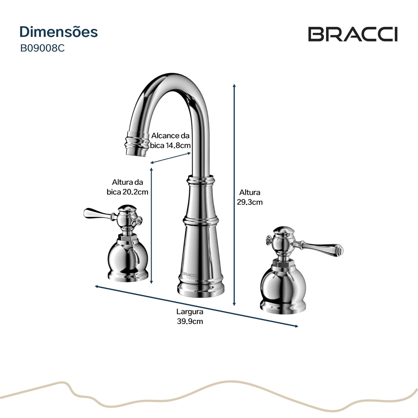 TORNEIRA DUPLO COMANDO Q/F ST CLAIRE CROMADO