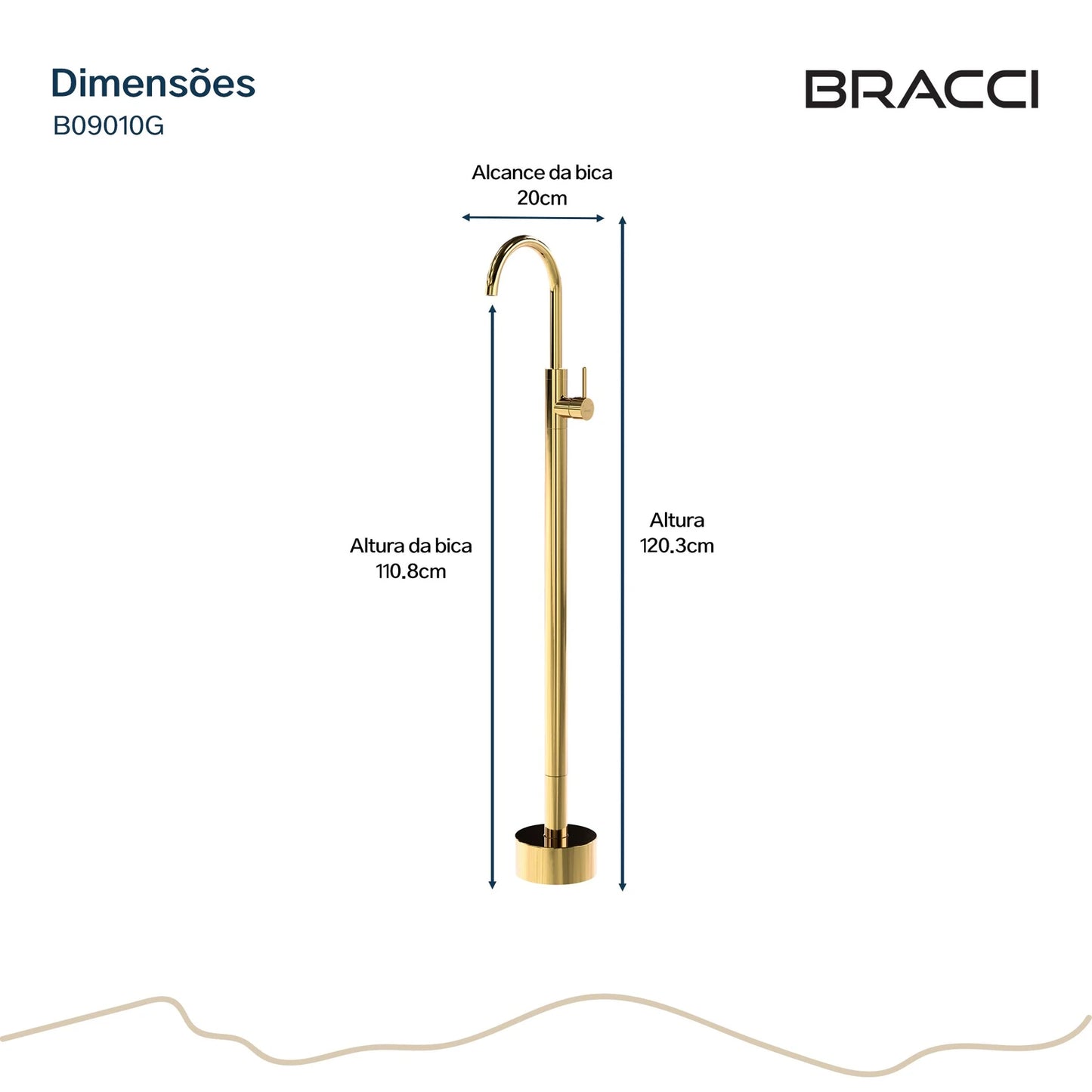 TORNEIRA MONOCOMANDO DE PISO Q/F PARA CUBA DOURADO