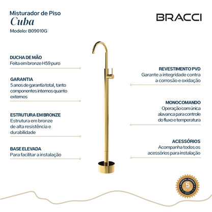 TORNEIRA MONOCOMANDO DE PISO Q/F PARA CUBA DOURADO