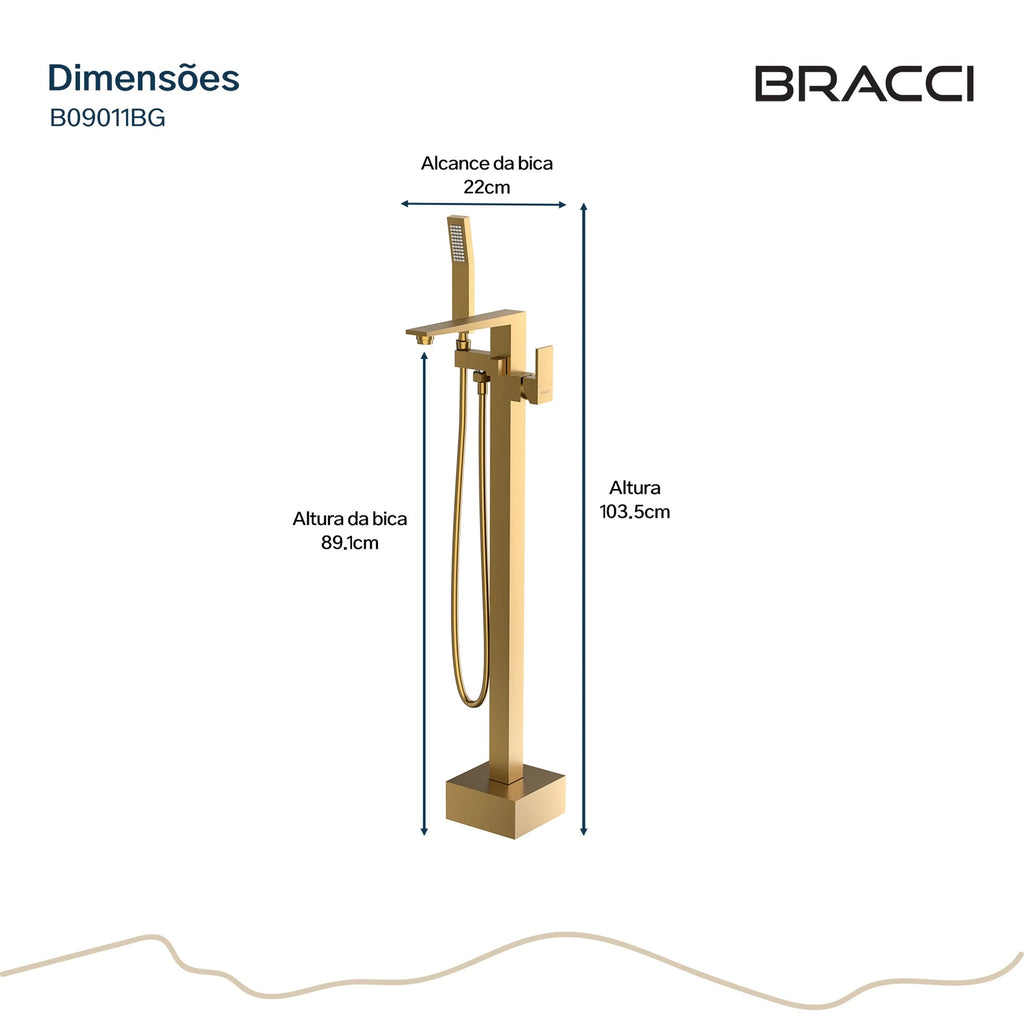 TORNEIRA MONOCOMANDO Q/F PARA BANHEIRAS DOURADO ESCOVADO