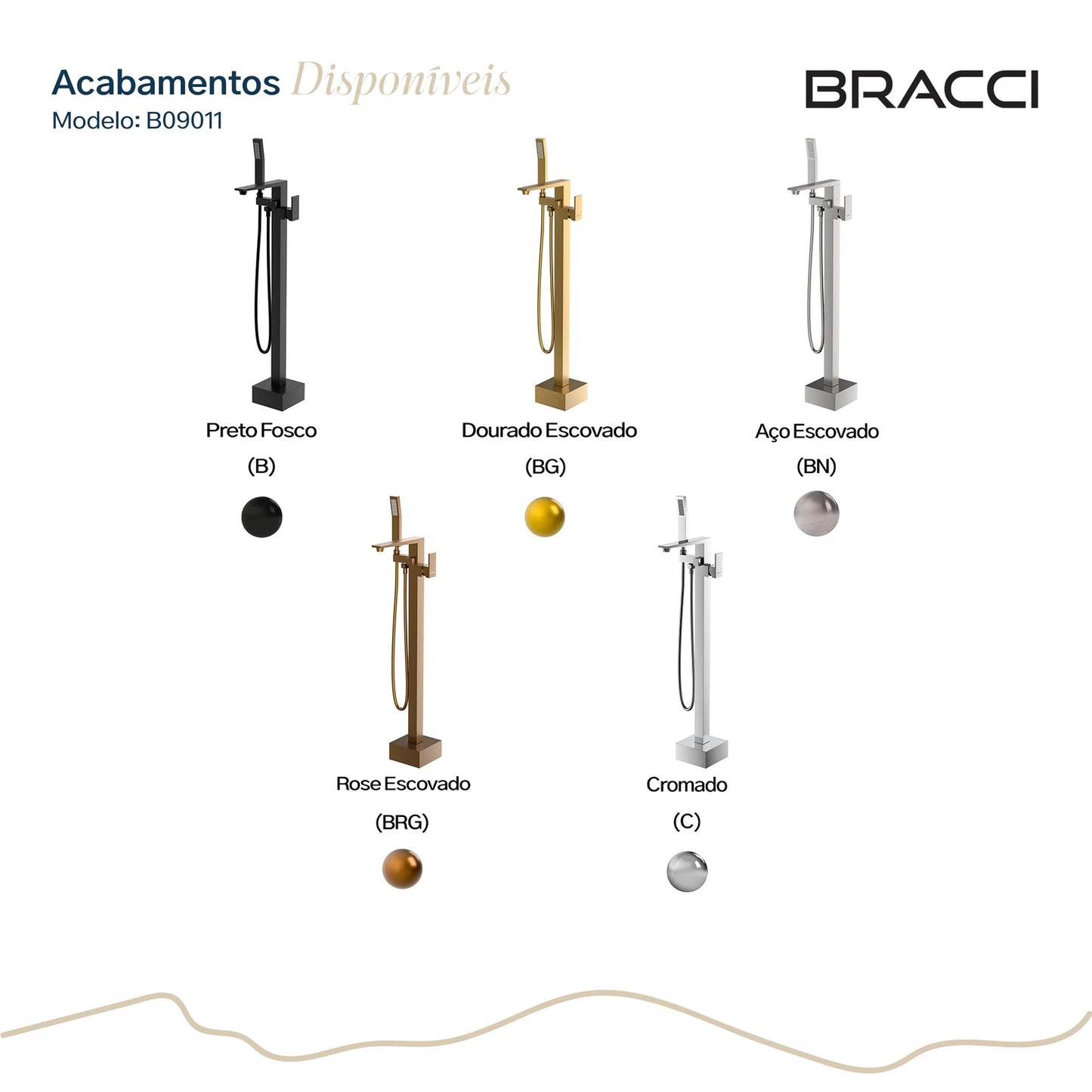 TORNEIRA MONOCOMANDO Q/F PARA BANHEIRAS AÇO ESCOVADO