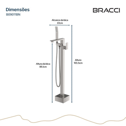 TORNEIRA MONOCOMANDO Q/F PARA BANHEIRAS AÇO ESCOVADO