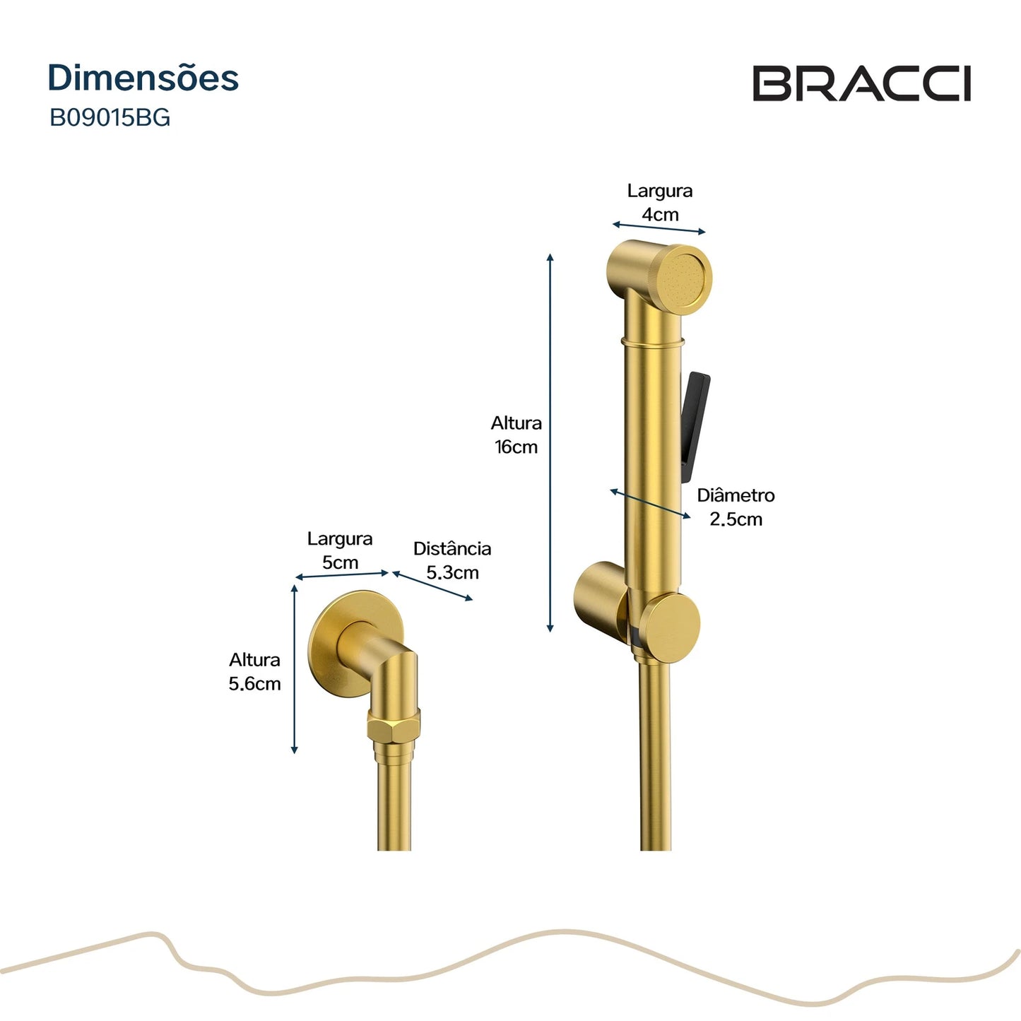 KIT DUCHA HIGIÊNICA QUENTE/FRIA DOURADO ESCOVADO