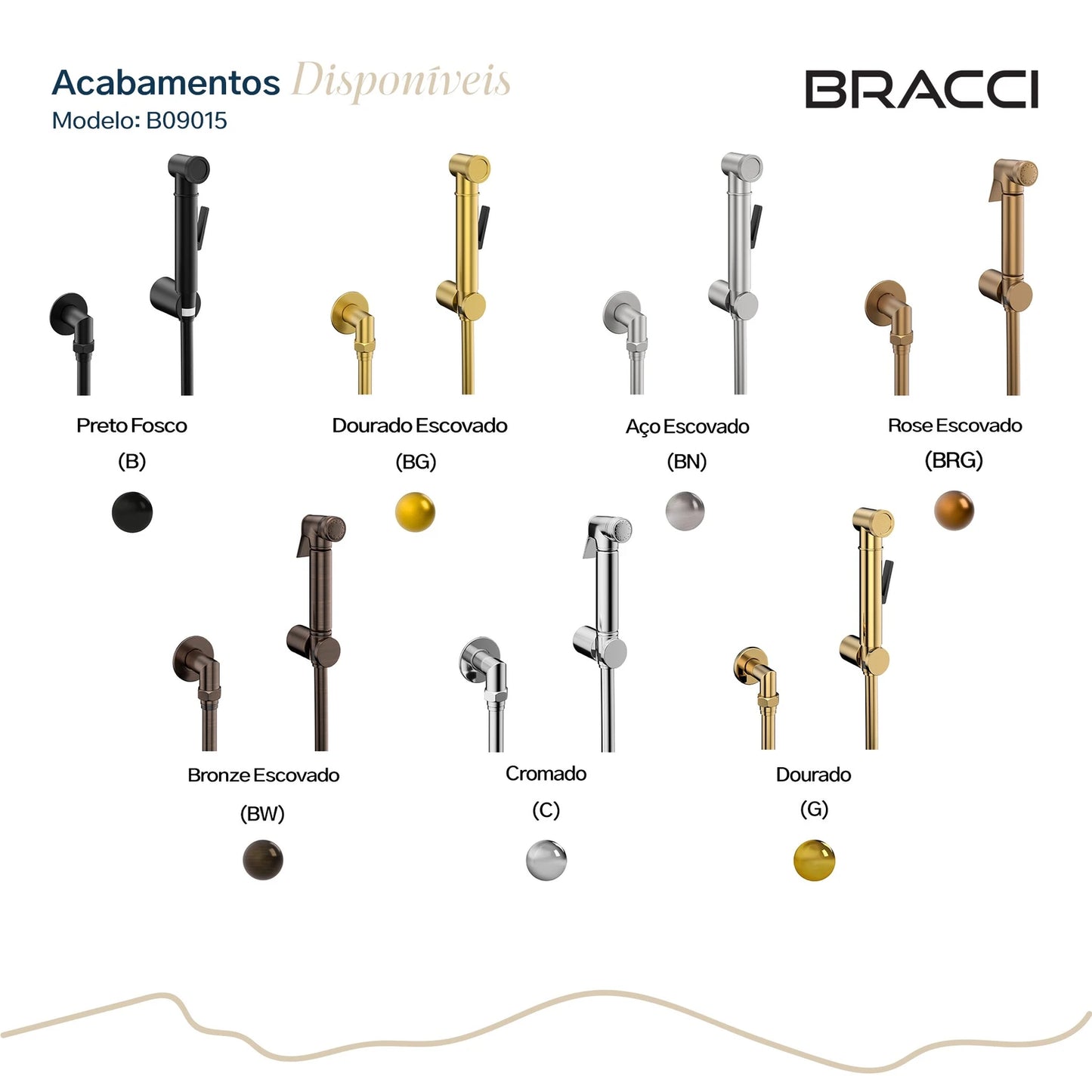 KIT DUCHA HIGIÊNICA QUENTE/FRIA DOURADO ESCOVADO