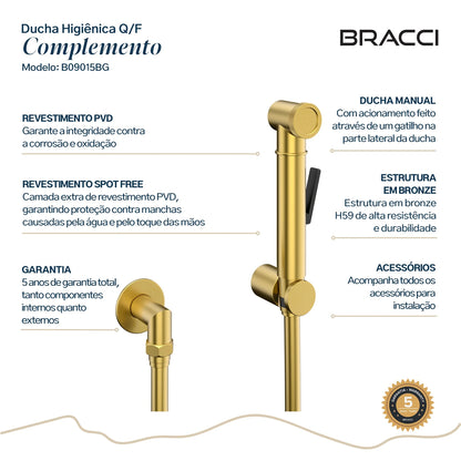 KIT DUCHA HIGIÊNICA QUENTE/FRIA DOURADO ESCOVADO