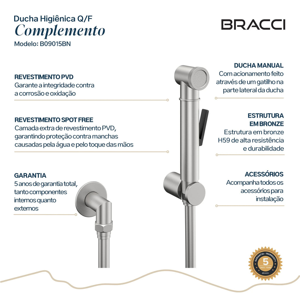KIT DUCHA HIGIÊNICA QUENTE/FRIA AÇO ESCOVADO