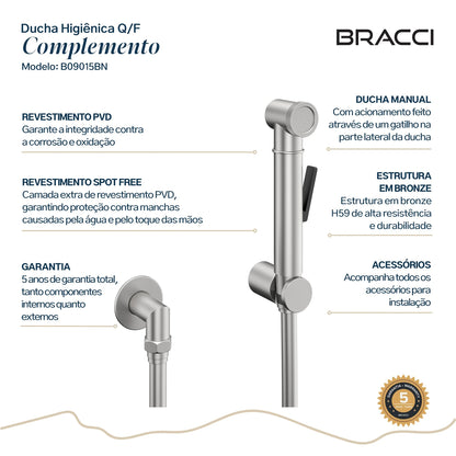 KIT DUCHA HIGIÊNICA QUENTE/FRIA AÇO ESCOVADO