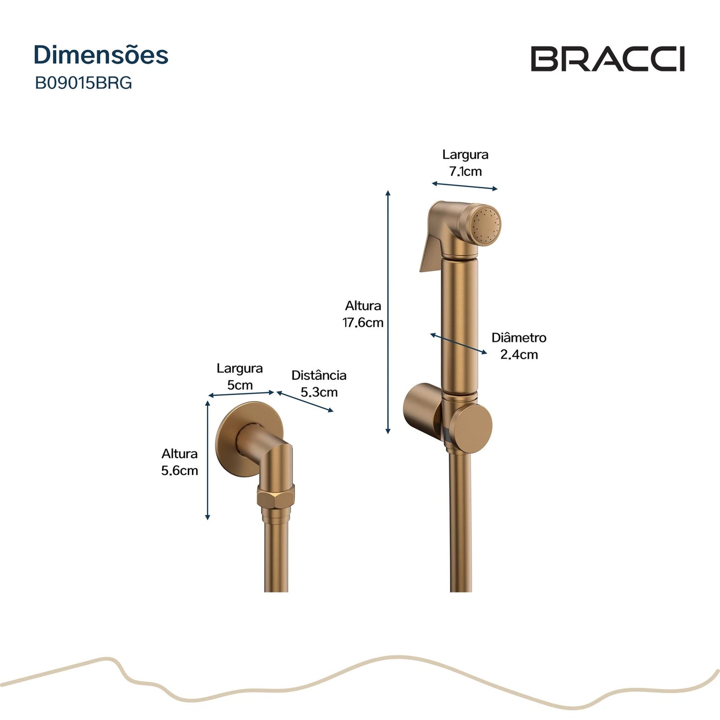 KIT DUCHA HIGIÊNICA QUENTE/FRIA ROSE ESCOVADO