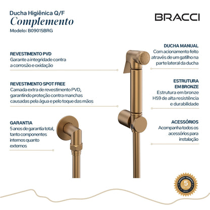 KIT DUCHA HIGIÊNICA QUENTE/FRIA ROSE ESCOVADO