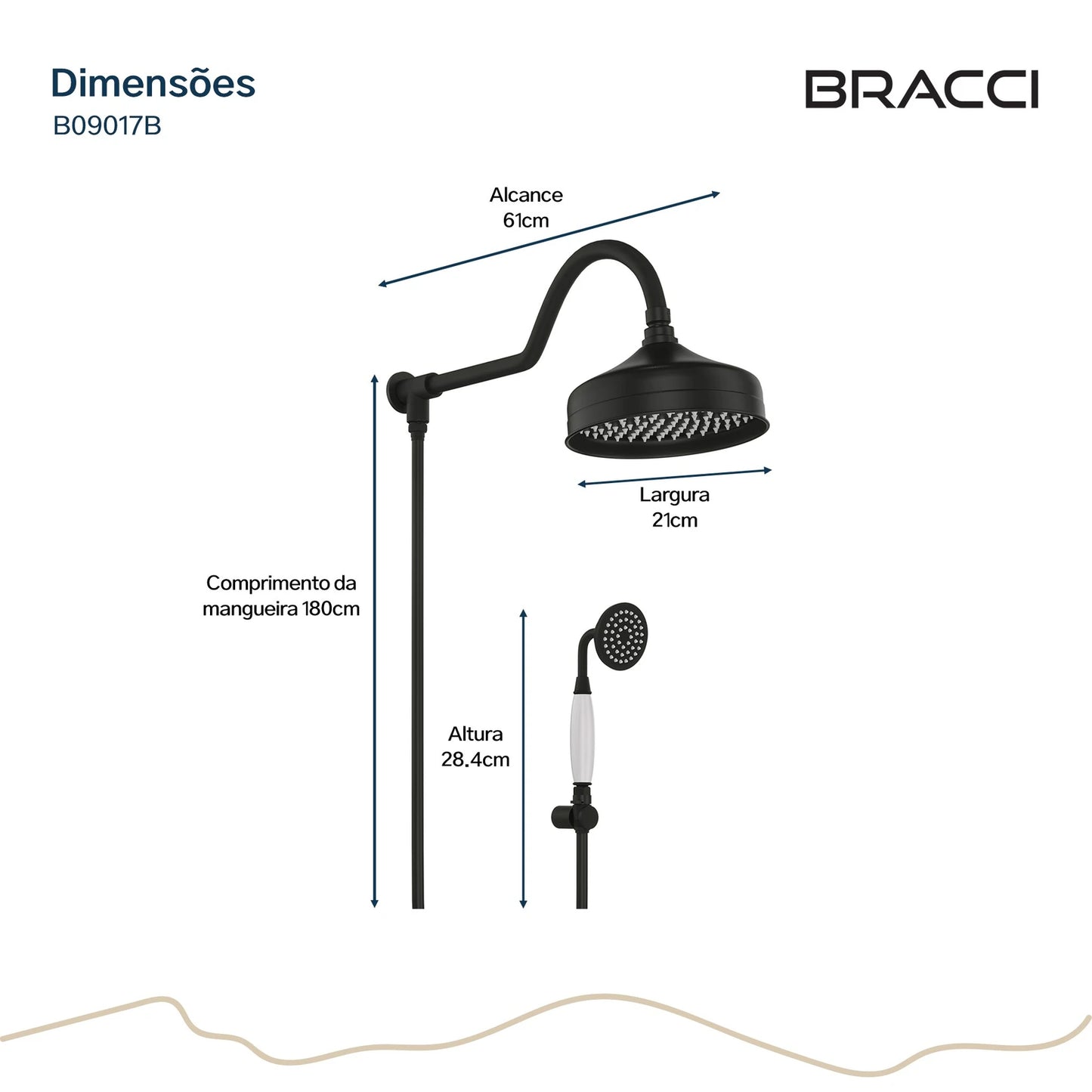 CHUVEIRO COM DESVIADOR PRETO FOSCO ST CLAIRE