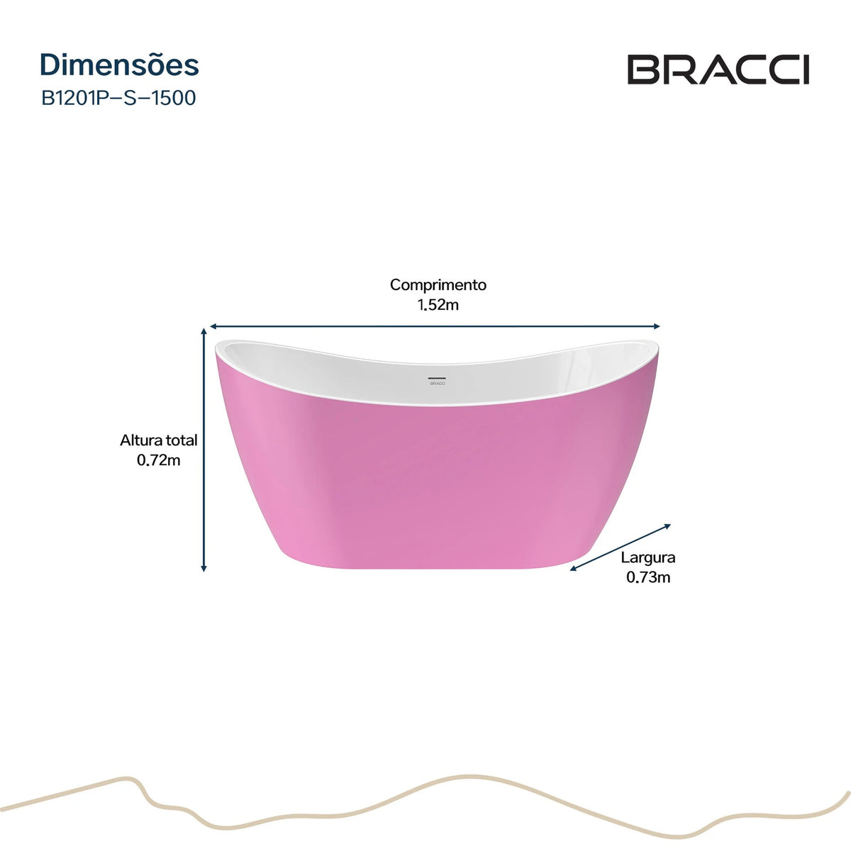 BANHEIRA DE IMERSÃO LAUREN 1.50M ROSA