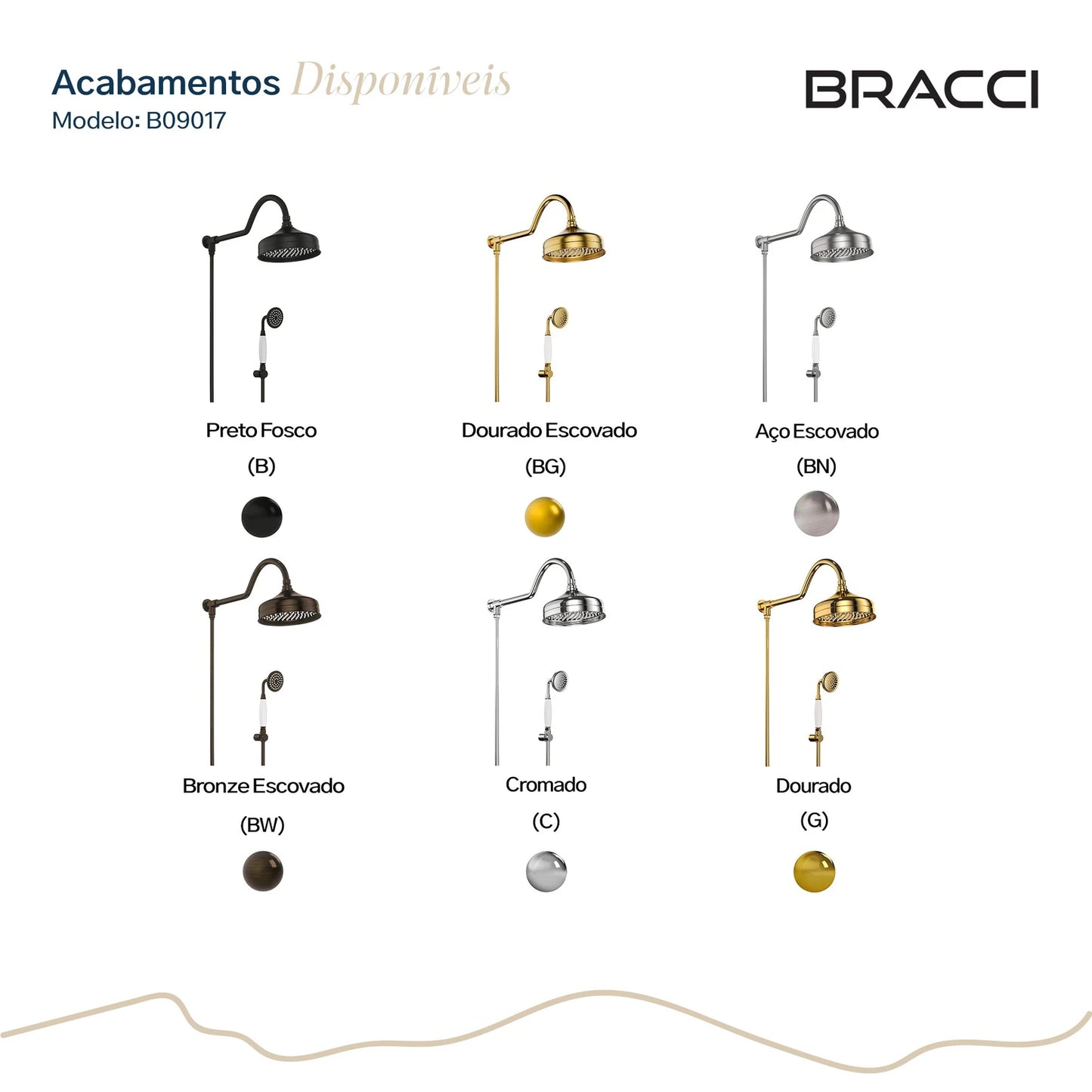 CHUVEIRO COM DESVIADOR DOURADO ESCOVADO ST CLAIRE