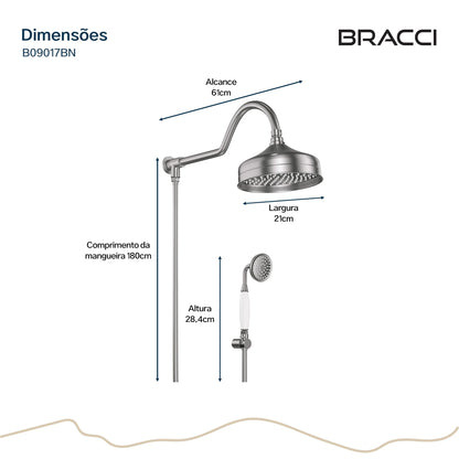 CHUVEIRO COM DESVIADOR AÇO ESCOVADO ST CLAIRE