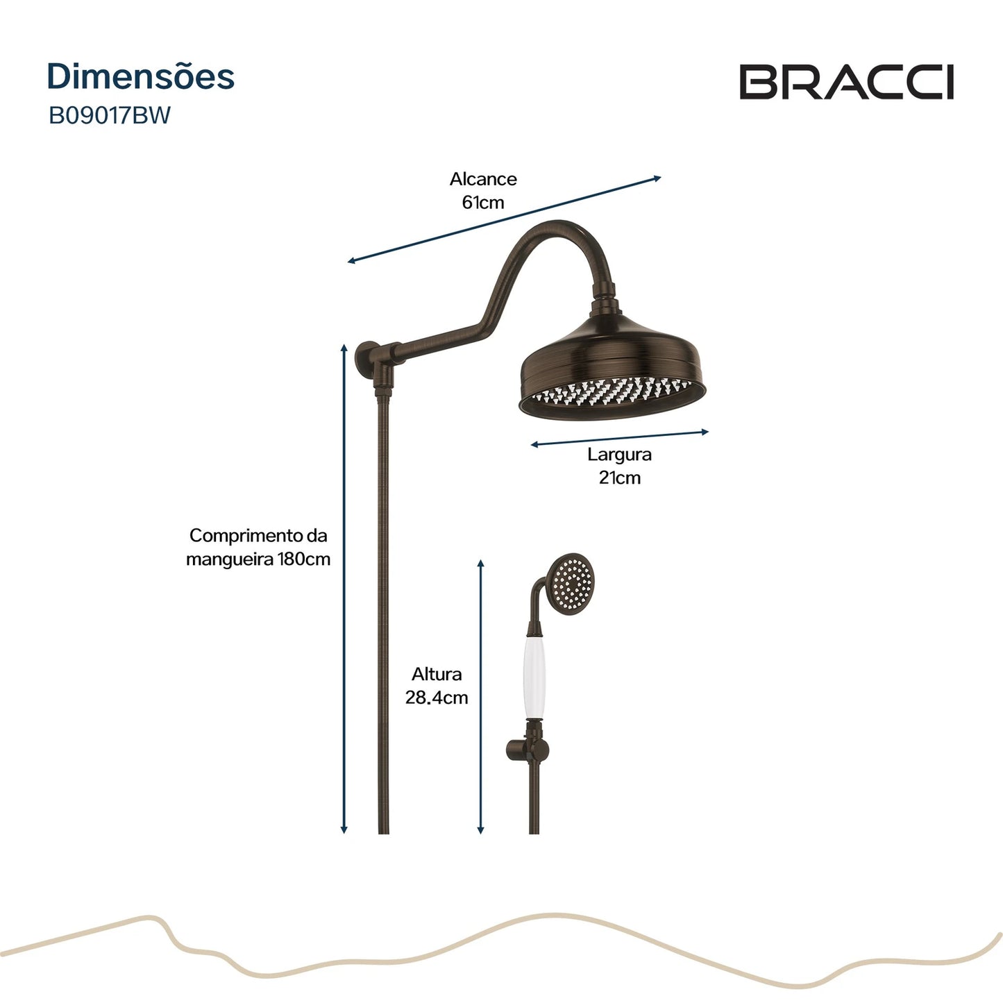 CHUVEIRO COM DESVIADOR BRONZE ESCOVADO