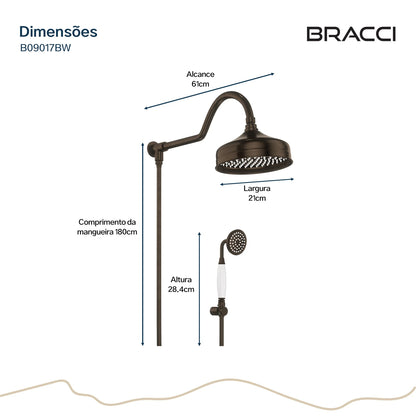CHUVEIRO COM DESVIADOR BRONZE ESCOVADO