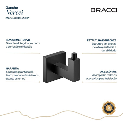 GANCHO SIMPLES PRETO FOSCO VERCCI PVD