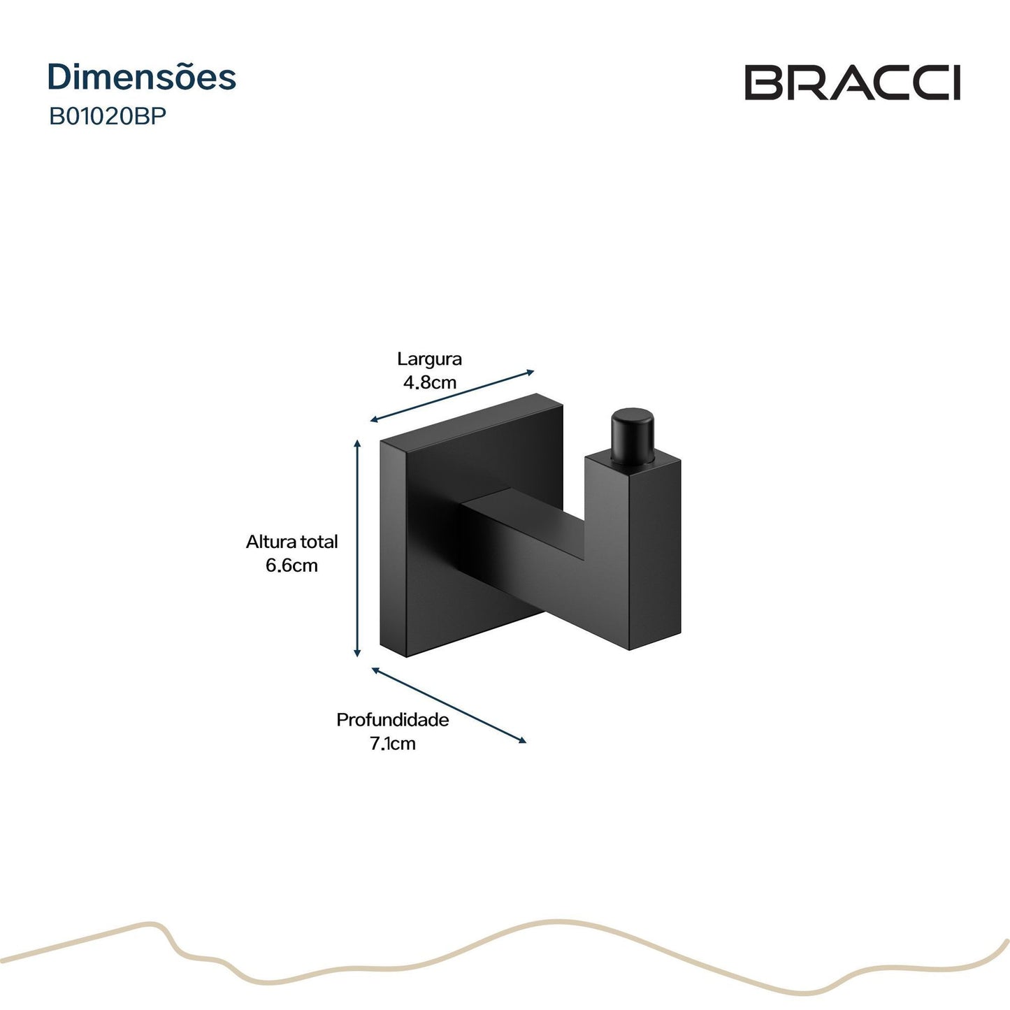 GANCHO SIMPLES PRETO FOSCO VERCCI PVD