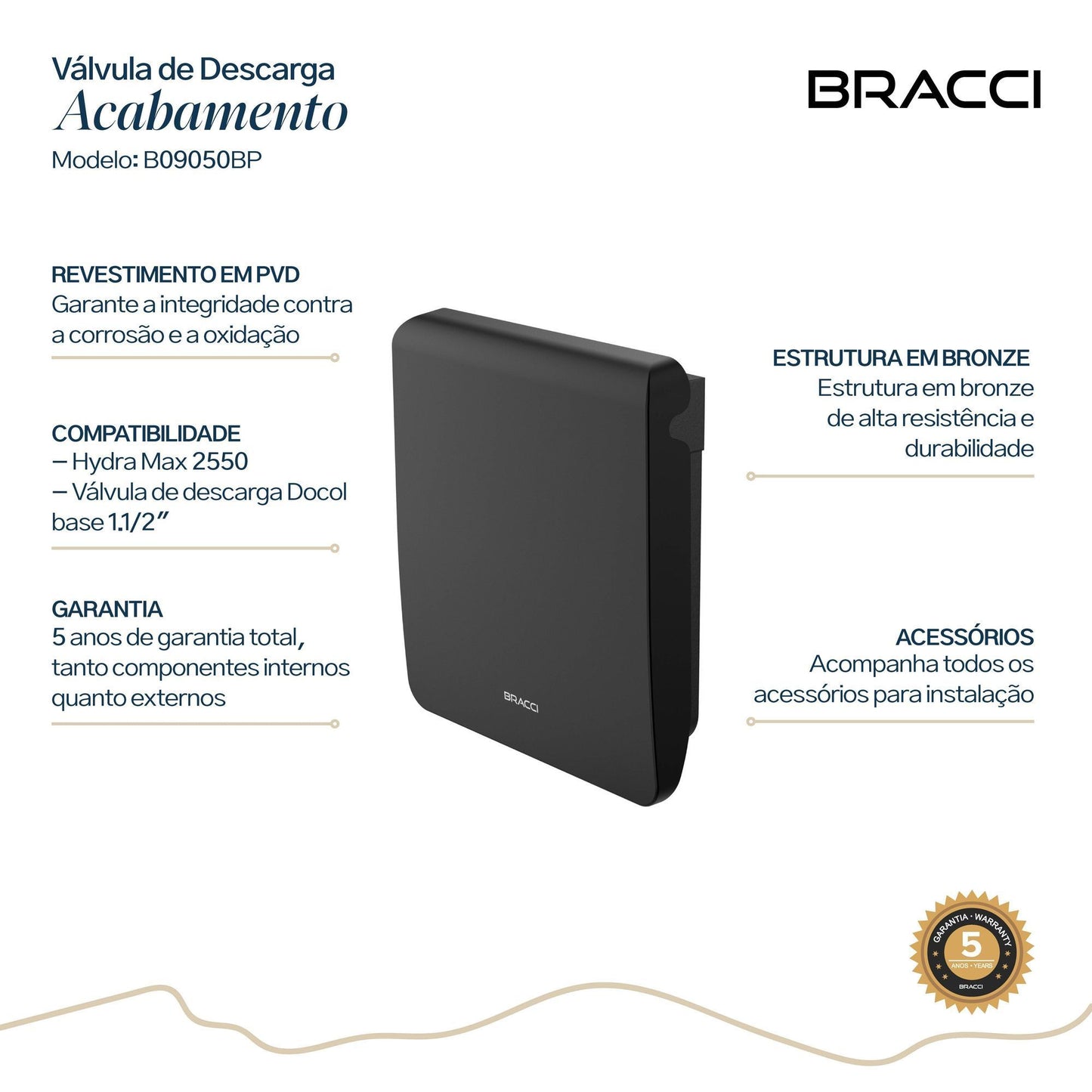 ACABAMENTO DE VALVULA DESCARGA HYDRA/DOCOL PRETO PVD