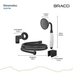 KIT DESVIADOR CHUVEIRO DE TETO CLÁSSICO PRETO FOSCO