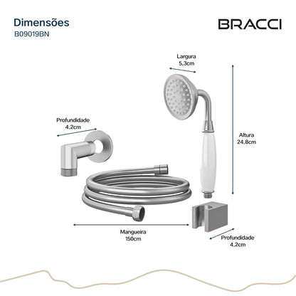 KIT DESVIADOR CHUVEIRO DE TETO CLÁSSICO AÇO ESCOVADO
